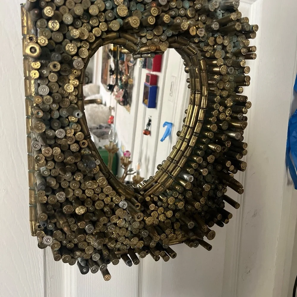 Gold Heart-Shaped Bullet Casing Wall Mirror
